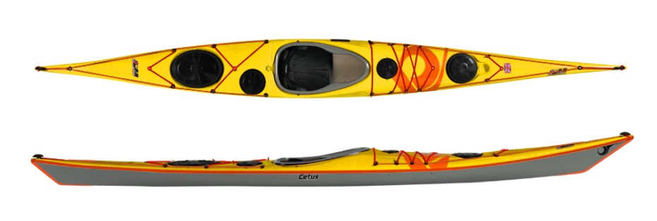 P&H Kayak Cetus LV Lightweight Kevlar/Carbone Jaune/Gris pâle/Orange