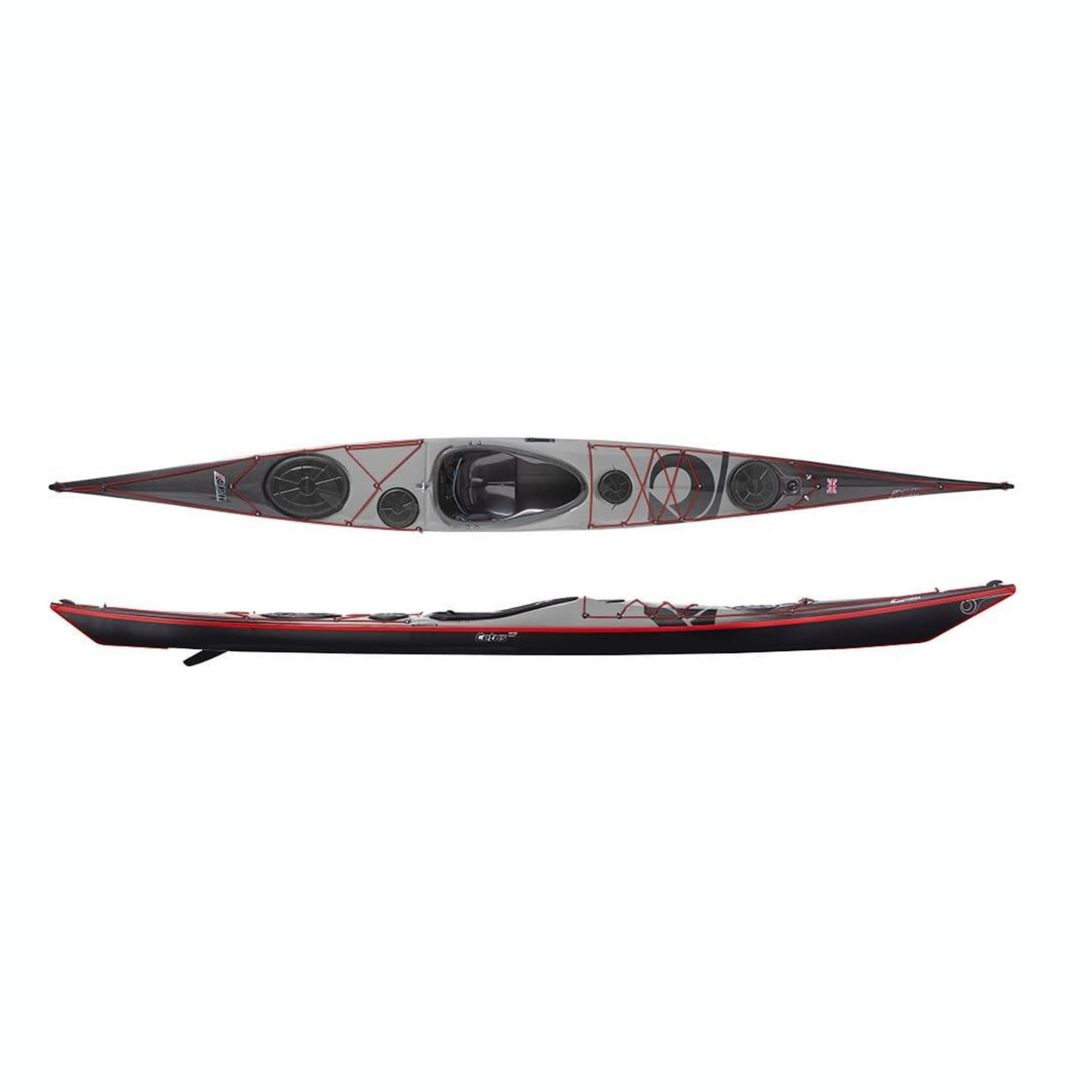 P&H Kayak Cetus MV Ultralight Kevlar/Carbon Light Grey/Clear/Red