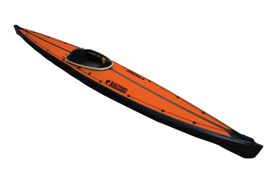 Nautiraid Kayak KARAN 520 PVC Wood Single-seater + Evasion Pack + Orange Footrest