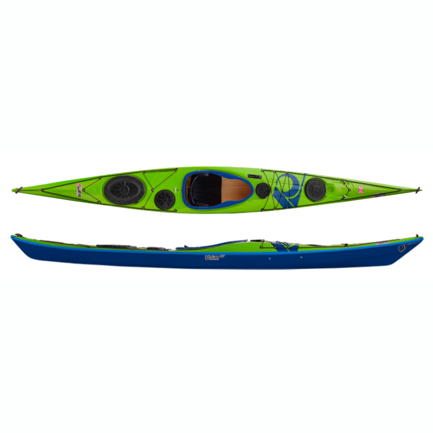 P&H Kayak Volan 160 Performance Kevlar/Diolen Vert Pale/Bleu/Bleu